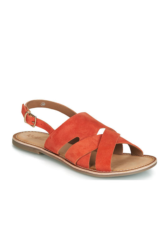 Kickers Dilani 3 Leder Damen Flache Sandalen in Orange Farbe