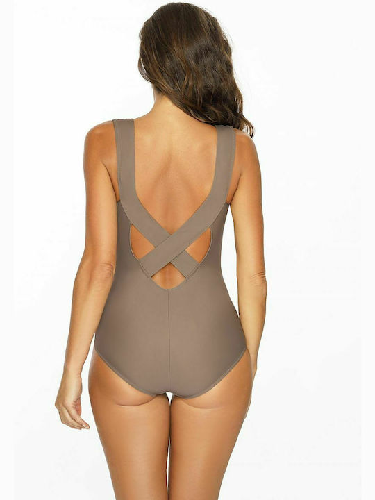 Marko One-Piece Swimsuit with Open Back Light Brown