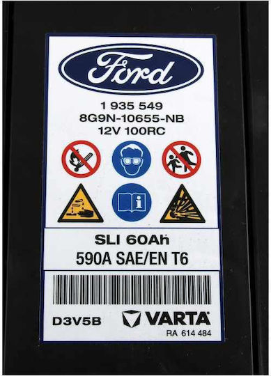 Ford Baterie Auto 12V cu Capacitate 60Ah și CCA 590A
