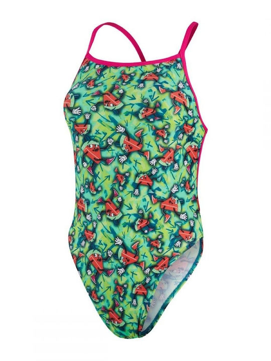 Melon Mayhem Allover Vback Athletic One-Piece Swimsuit Green