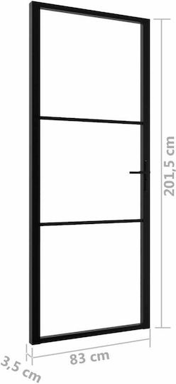 Tür Innentür Aluminium 151199 Μαύρη / Γυαλί 83x201.5cm