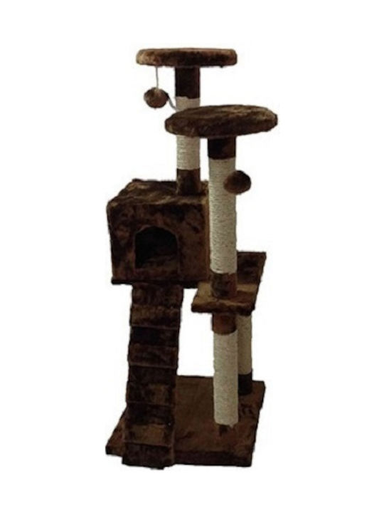 Pet Interest Double Tower Cat Scratching Post Cat Tree In Brown Colour 53x53x130 cm