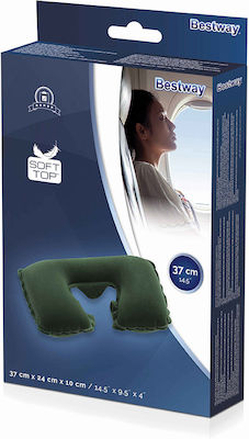 Bestway Flocked Air Neck Inflatable Travel Pillow 37x24x10cm Green