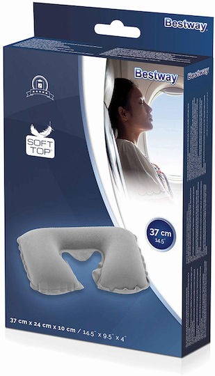 Bestway Flocked Air Neck Φουσκωτό Μαξιλαράκι Ταξιδίου Μαξιλαράκι Πολυεστερικό Λευκό