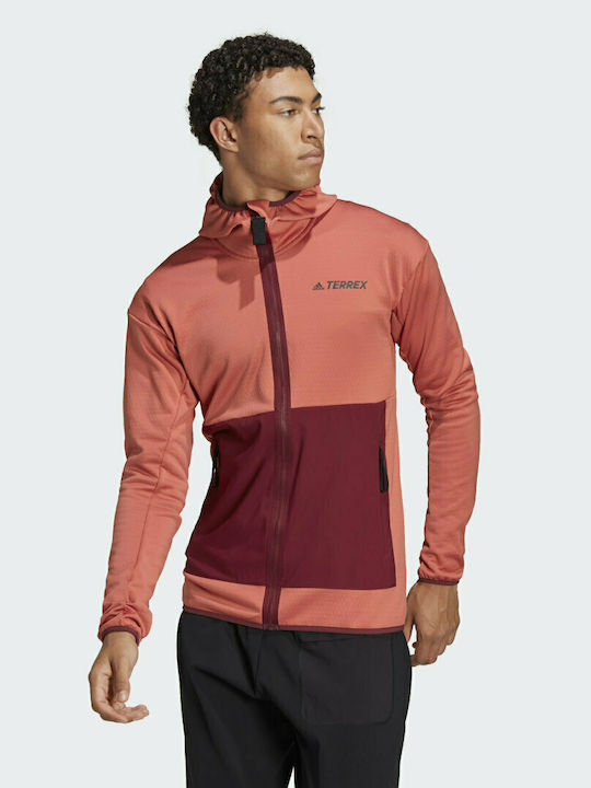 Terrex Tech Lite Hiking Men's Fleece Hooded Cardigan with Zipper Pink