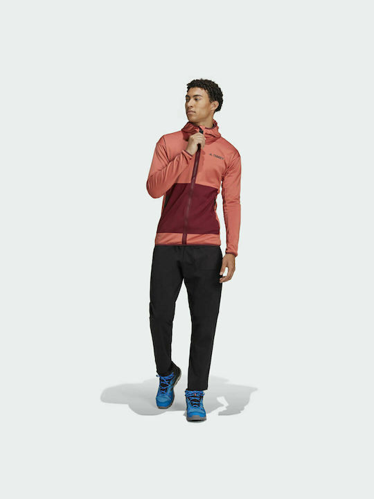 Terrex Tech Lite Hiking Men's Fleece Hooded Cardigan with Zipper Pink