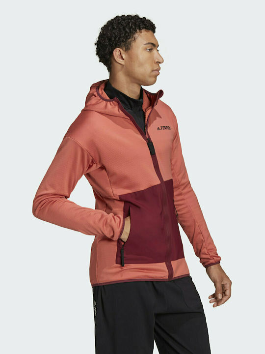 Terrex Tech Lite Hiking Men's Fleece Hooded Cardigan with Zipper Pink