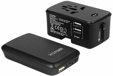 RealPower Universal Socket Adapter from Universal to Universal with 2 USB Outlets