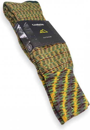 Tzelatis Lang Isothermisch Jagdsocken Wolle Socken Tropisches Camo in Grün Farbe