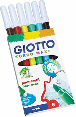 Giotto Turbo Maxi Waschbare Zeichenmarker Dicke Set 6 Farben