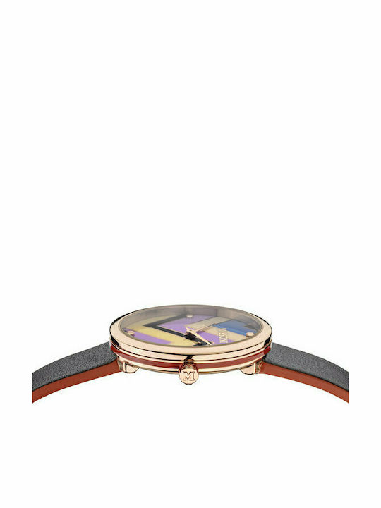 Missoni Γυναικείο Ρολόι 34mm Μπαταρίας με Μαύρο Δερμάτινο Λουράκι