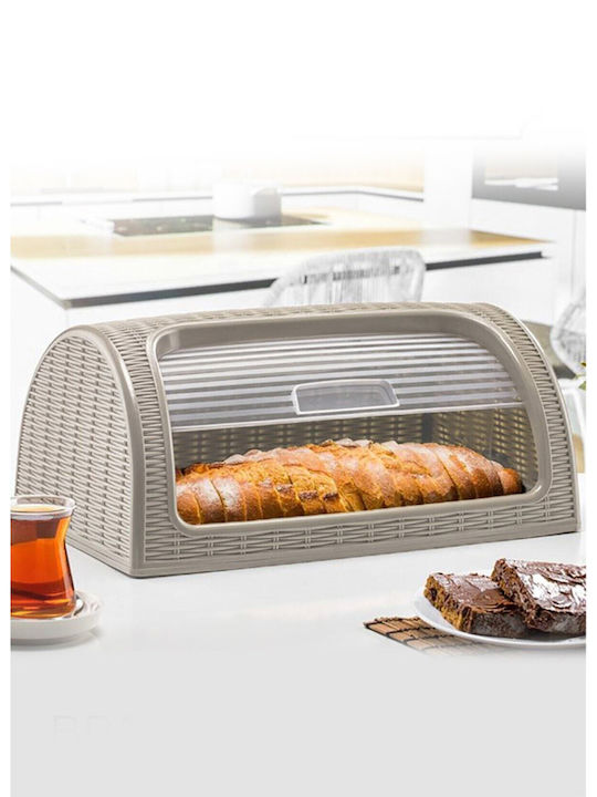 Bread Box with Lid Plastic Beige 32x10x21cm