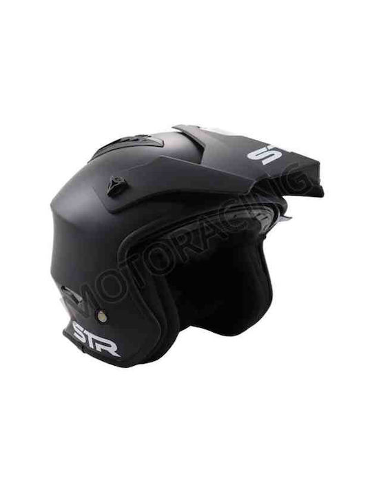 STR S1-Blox Black Checkmate Motorcycle Helmet Jet ECE 22.05 1000gr with Sunvisor