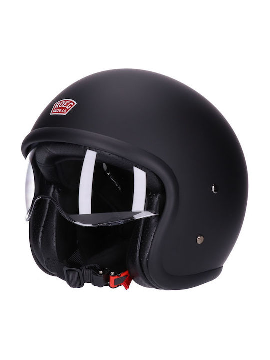 Roeg Matte Black Motorradhelm Jet ECE 22.05 950gr mit Sonnenblende