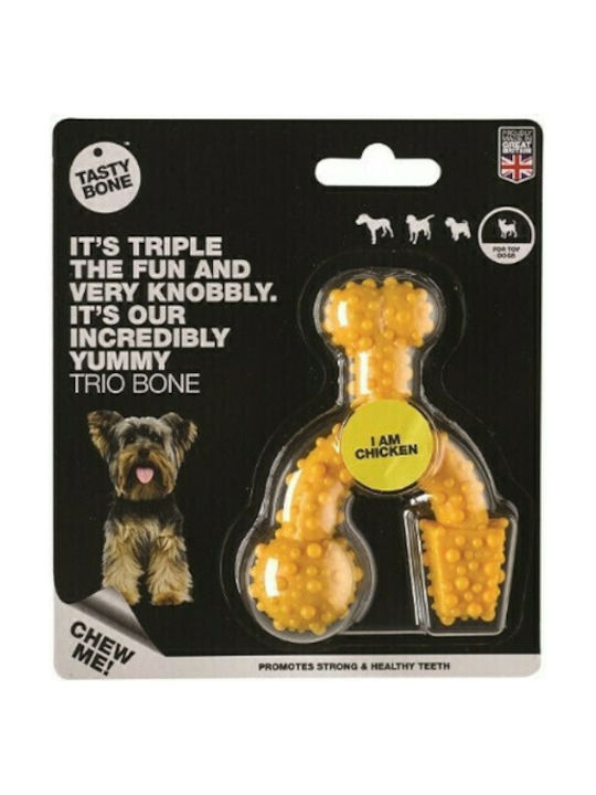 Tasty Bone Trio Παιχνίδι Κόκκαλο Σκύλου από Καουτσούκ με Γεύση Κοτόπουλο Small 12εκ. Κίτρινο 1τμχ