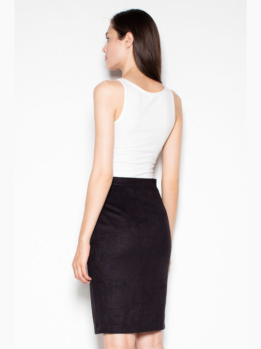 Venaton Pencil High Waist Midi Skirt in Black color