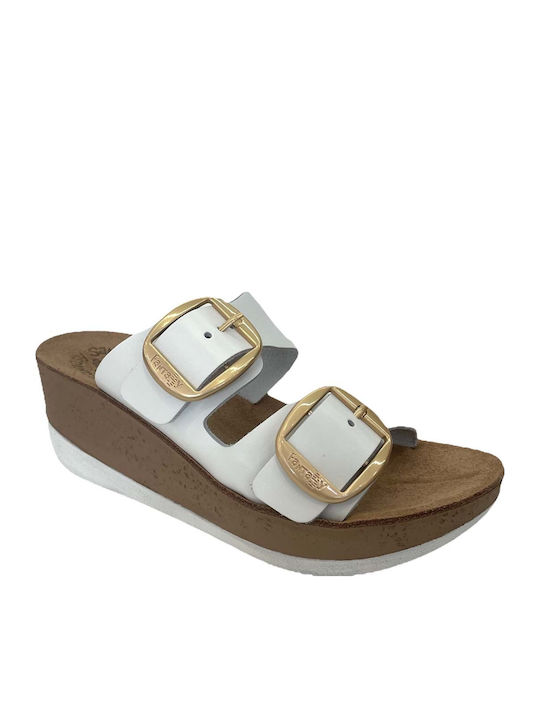 Helena Anatomic Women's Leather Platform Wedge Sandals White