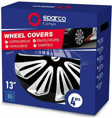 Sparco Car Hubcap Set Sicilia 15" 4pcs Black /Silver