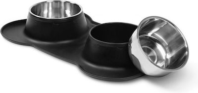 Inkazen Bowls Dog Food & Water Black with Base 800ml