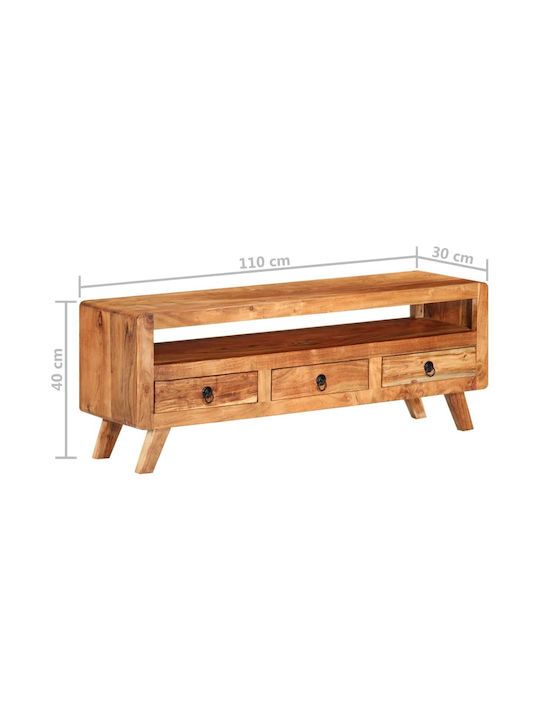 TV Stand Made of Solid Wood Natural M110xD30xH40cm
