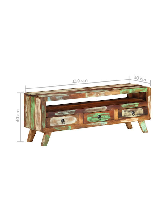 TV Stand from Solid Wood Multicolour L110xW30xH40cm