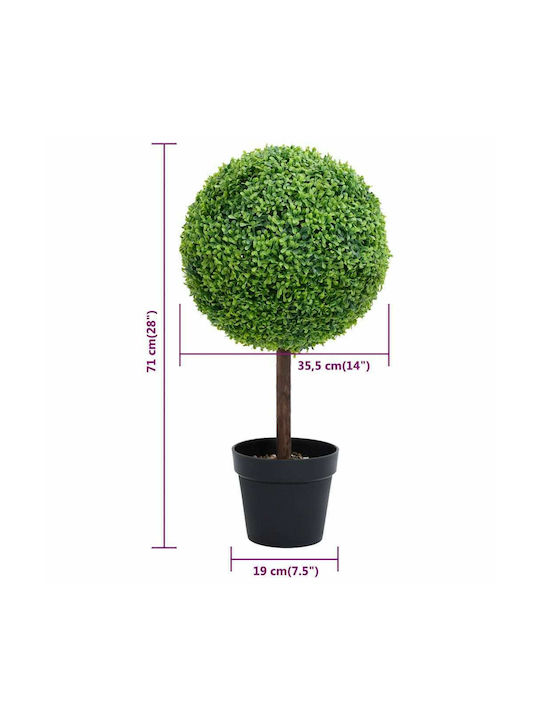 Arbore Artificial de Exterior Buxus (Box comun) Verde 71cm vidaXL