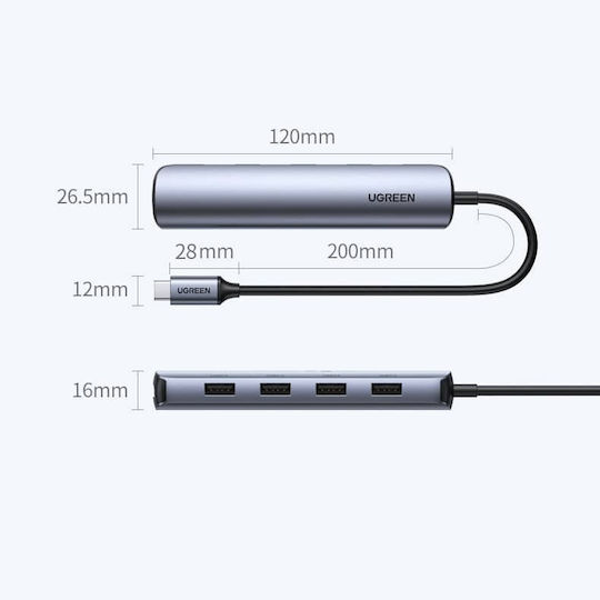 Ugreen USB-C Stație de andocare cu HDMI 4K Gri (20197)