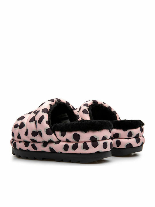 Maxi Δερμάτινα Γυναικεία Σανδάλια Flatforms Cheetah Pink