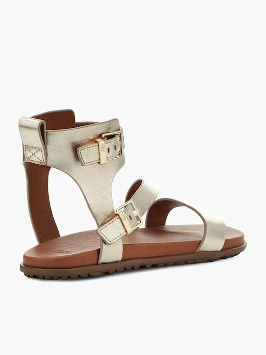 Solivan Sandale Casual Damă Din Piele Aurii