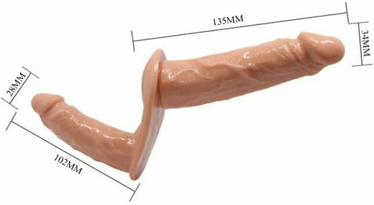 Baile Ultra Passionate Harness Harness με Διπλό Dildo 13.5cm στο χρώμα του δέρματος