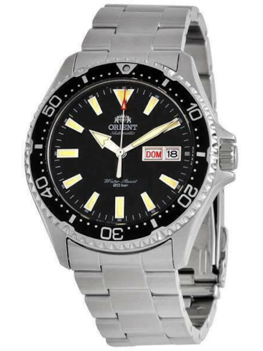 Orient Ανδρικό Ρολόι 42mm Αυτόματο με Ασημί Μεταλλικό Μπρασελέ