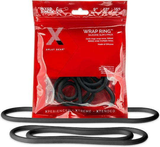 Perfect Fit Brand XPlay Gear Wrap Ring Silicone Slim 2 Pack 9in, 12in & 15in Black