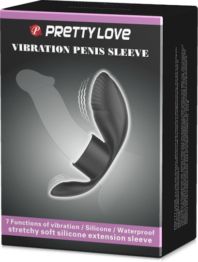 Pretty Love Vibration Penis Sleeve Cock Ring 7 Functions Black
