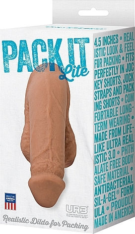 Doc Johnson Pack It Lite Dildo realist cu Scrotum Caramel 12cm