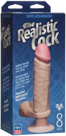 Doc Johnson The Realistic Cock Vibrating Ρεαλιστικός Δονητής 20cm Flesh