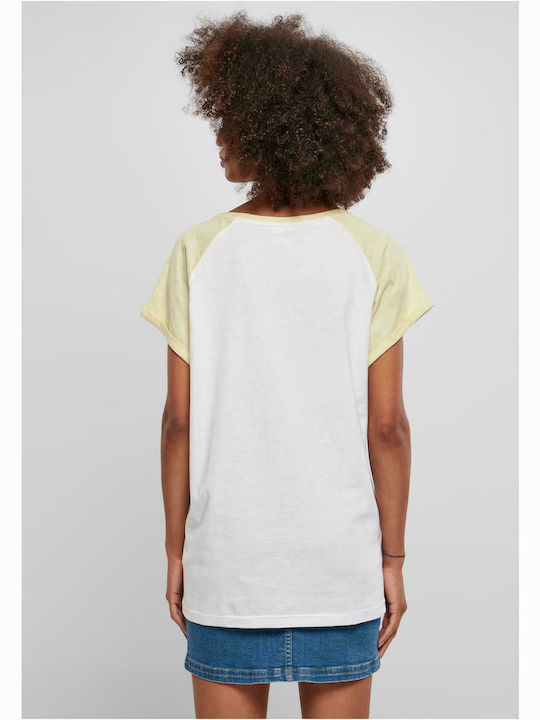 Urban Classics Women's T-shirt White / Soft Yellow