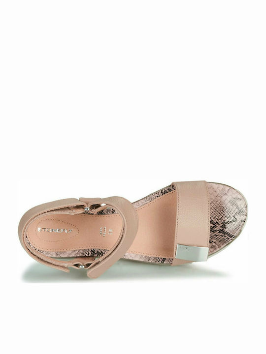 Stonefly Leather Women's Flat Sandals Anatomic with Strap in Pink Color