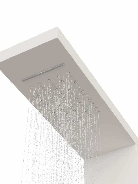 vidaXL Coloană De Duș Cu Hidromasaj 114cm Albă