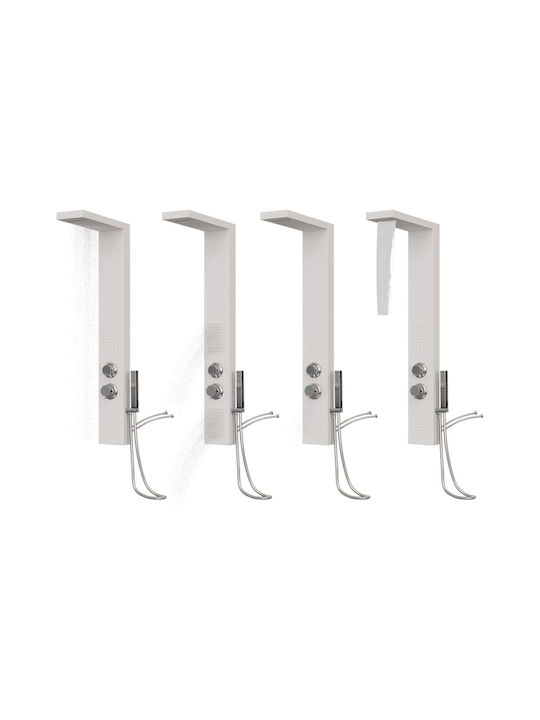 vidaXL Coloană De Duș Cu Hidromasaj 114cm Albă