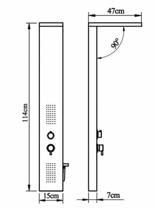 vidaXL Coloană De Duș Cu Hidromasaj 114cm Albă