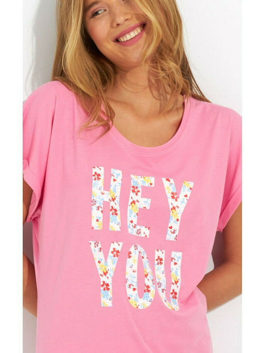 Harmony Summer Women's Pyjama Set Pink Hey You