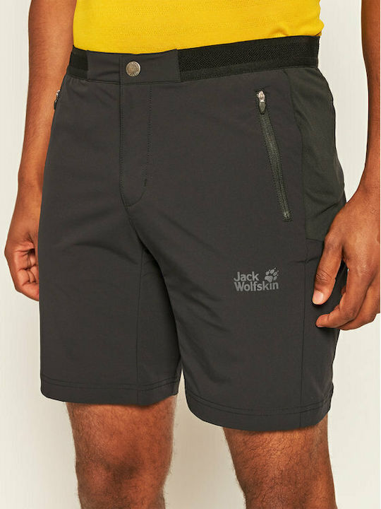Jack Wolfskin Trail Ανδρικό Κοντό Παντελόνι Πεζοπορίας Μαύρο