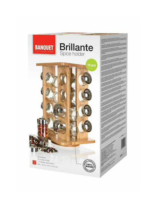 Compulocks Brillante Θήκες Μπαχαρικών Πλαστικές σε Βάση Καφέ 16τμχ