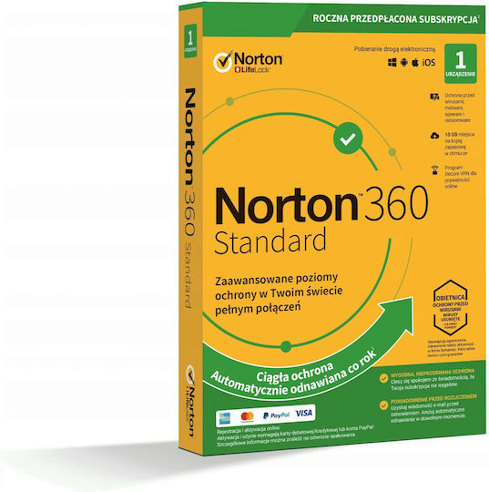 Norton 360 Standard for 1 Device and 1 Year of Use (Electronic License)