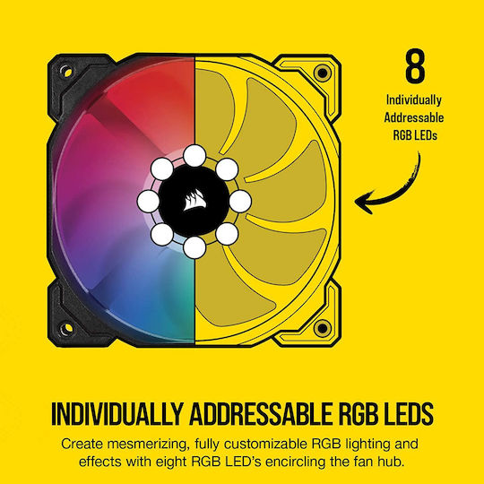 Corsair iCUE SP120 PRO Performance Case Fan (1400rpm / 52cfm) με RGB Φωτισμό και Σύνδεση 4-Pin PWM