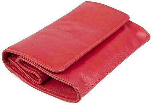Fetiche Leather Tobacco Pouch AN 1-367 With Magnetic Clasp Red