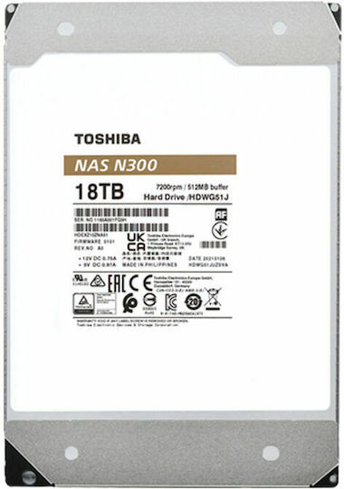 Toshiba N300 6TB HDD Hard Drive 3.5" SATA III 7200rpm with 128MB Cache for NAS