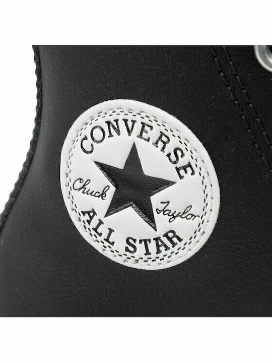 Chuck Taylor All Star Lift Leather High Top Flatforms Boots Black / White