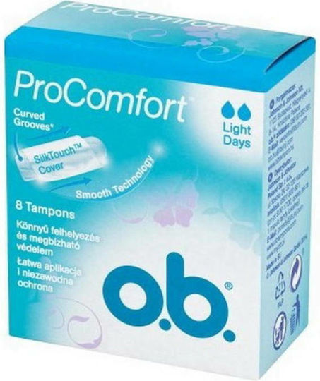 O.B. Ταμπόν ProComfort Curved Grooves για Ελαφριά Ροή 8τμχ