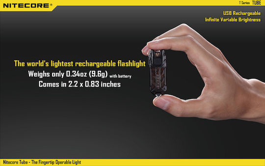 NiteCore Rechargeable Keychain Flashlight LED IP65 with Maximum Brightness 45lm Tube V2.0 Embedded Light Blue